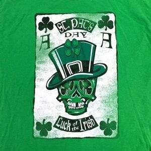 St. Patrick's Day Luck Of The Irish Skull Shamrock T Shirt Men's Size XL Green
